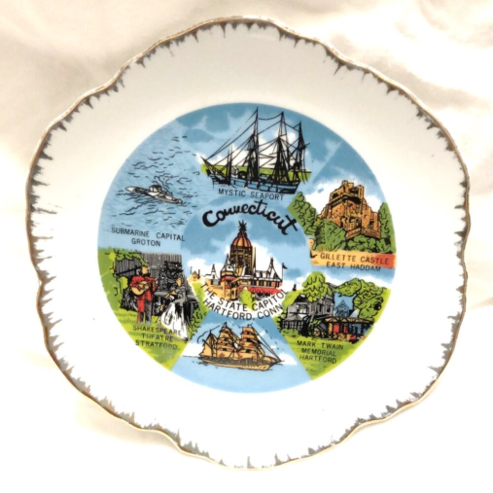 Vintage Souvenir State Plate Connecticut by Nanco 💸